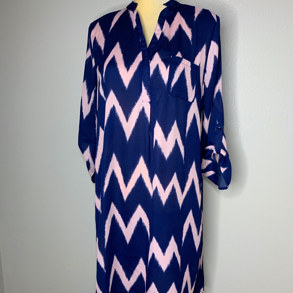 Mittoshop Blue V Neck T-Shirt Dress Large